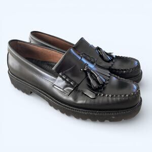 G.H. Bass & Co. Weejuns Layton Lug Kiltie Loafers Black Polished Leather Mens 12